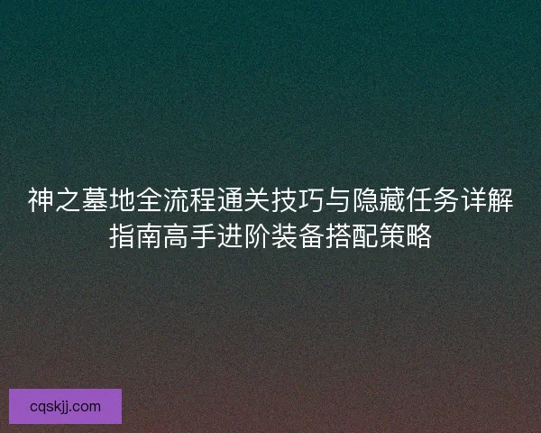 神之墓地全流程通关技巧与隐藏任务详解指南高手进阶装备搭配策略