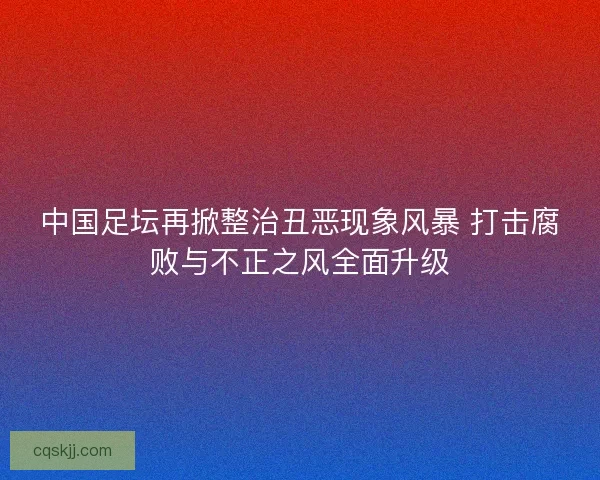 中国足坛再掀整治丑恶现象风暴 打击腐败与不正之风全面升级