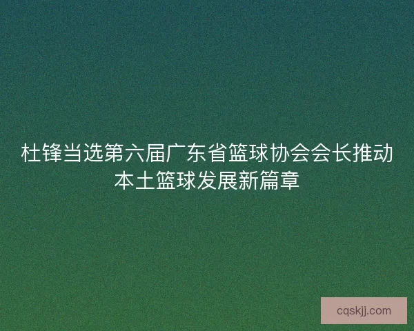 杜锋当选第六届广东省篮球协会会长推动本土篮球发展新篇章